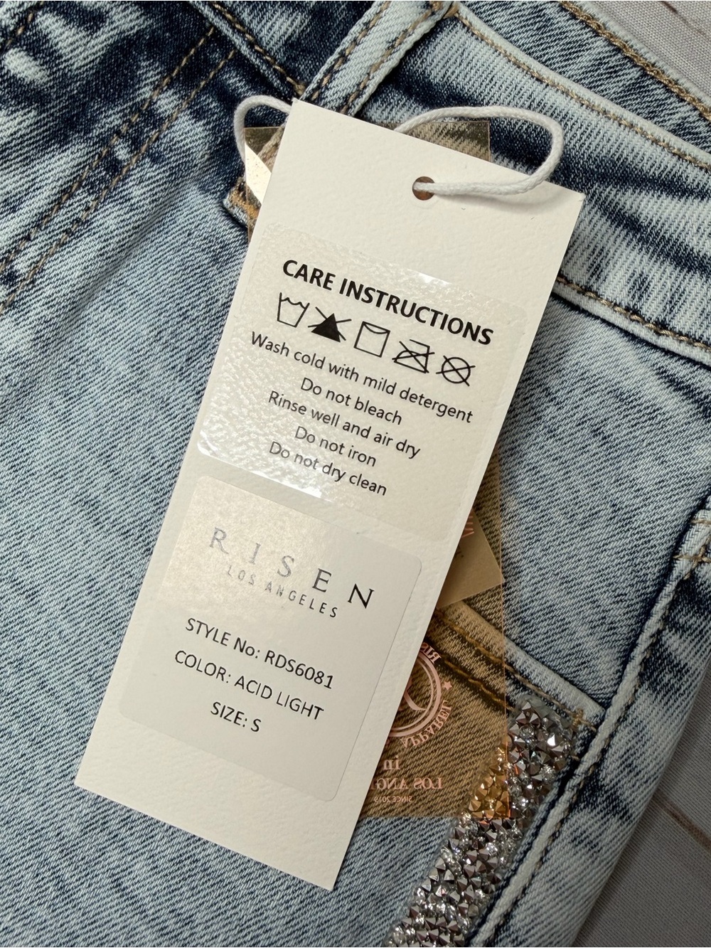 NWT Risen High Rise Rhinestone Embellished Jean Shorts Size Small - Picture 7 of 10